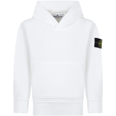 Stone Island Junior Kids' White Sweatshirt For Boy With Iconic Logo