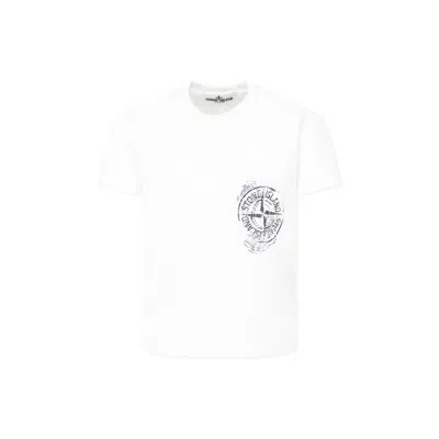 Stone Island Kids' White T-shirt For Boy With Compass
