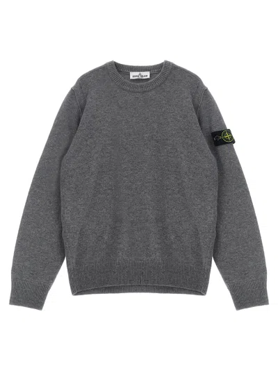 Stone Island Junior Wool Blend With Badge Logo Sweater In Gray