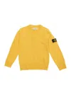 Stone Island Yellow Sweater With Logo Patch In Wool And Viscose Blend Boy In Yellow