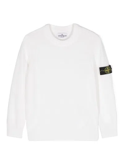 Stone Island Crew Neck Basic Fleece In White