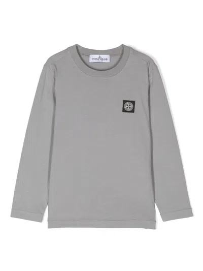 Stone Island Compass-patch Cotton T-shirt In Gray