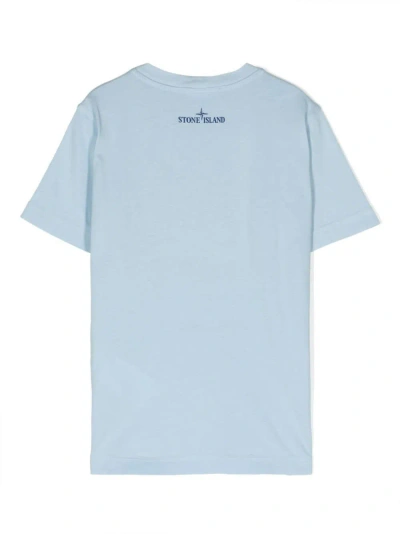 Stone Island Kids'  Junior T-shirt Con Applicazione Logo In Blue