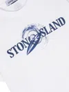 Stone Island Crew-neck Short-sleeved Cotton T-shirt With Rubberized Logo On The Front In White