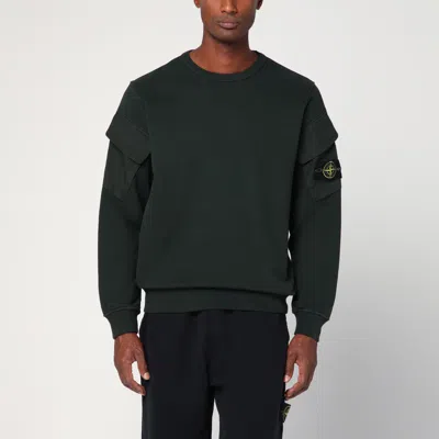 STONE ISLAND STONE ISLAND JUNIPER GREEN COTTON SWEATSHIRT