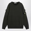 Stone Island Men Grey Cotton Crewneck Sweatshirt In Black