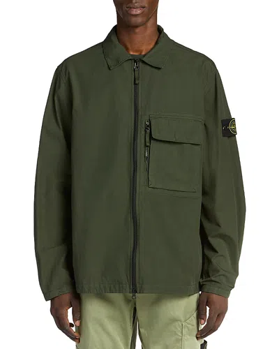 Stone Island Juniper Zip Front Shirt Jacket In Green