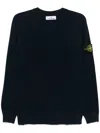 Stone Island Lightweight Wool Crew Neck Pullover In Black