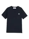 Stone Island Blue T-shirt For Boy With Logo In Blue