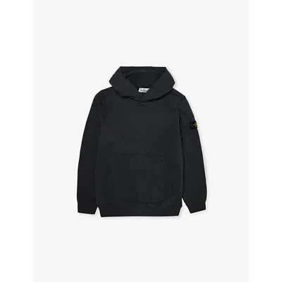 Stone Island Kids' Kangaroo-pocket Brand-badge Cotton-jersey Hoody 14 Years Charcoal