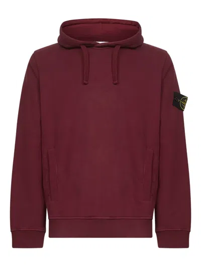 Stone Island Hoodie With Kangaroo Pocket In Burgundy