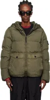Stone Island Khaki 4100011 Crinkle Reps Recyled Nylon Down Jacket In Black