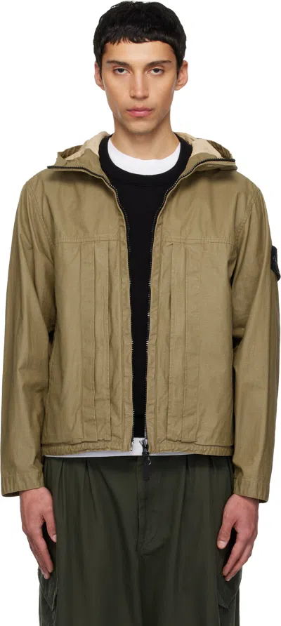 Stone Island Khaki 4100012 Double-coated Cotton Ripstop Jacket In Green
