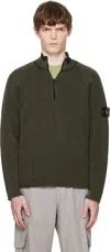 Stone Island Khaki 5100024 Full Rib Rws Wool Sweatshirt In Green