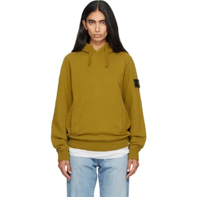 Stone Island Khaki 6100048 Brushed Organic Cotton Fleece Hoodie In Green