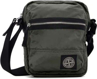 Stone Island Khaki 9200015 Coated Nylon Metal Econyl Pouch In Brown