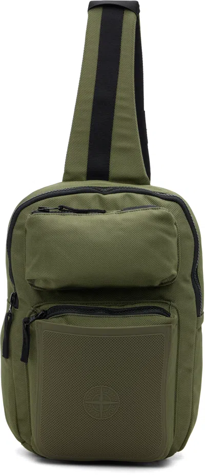 Stone Island Mens Military Green Brand-patch Canvas Cross-body Bag
