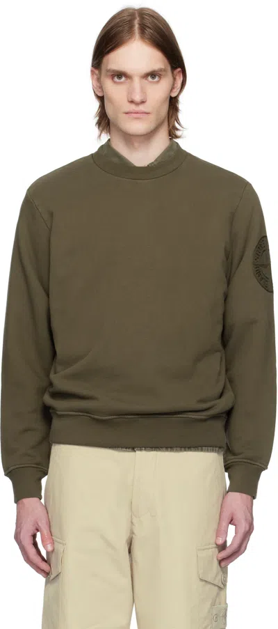 Stone Island Wool-blend Compass-patch Sweater In Green