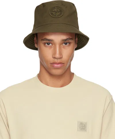 Stone Island Khaki Cotton Reps Bucket Hat In V0054 Military Green