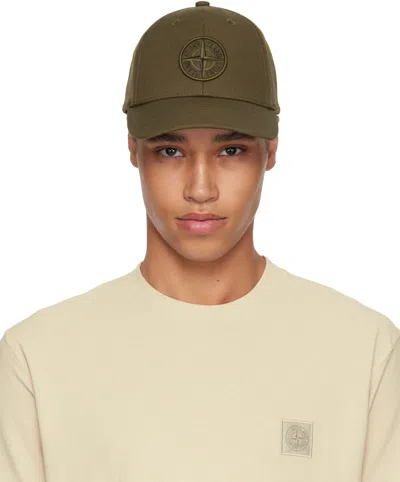 Stone Island Khaki Cotton Reps Cap In V0054 Olive