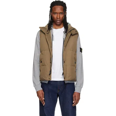 Stone Island Khaki G100010 Crinkled Reps Ny Down Vest In Green