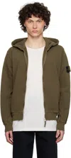 Stone Island Khaki Malfilé Fleece Old Effect Hoodie In V0154 Military Green