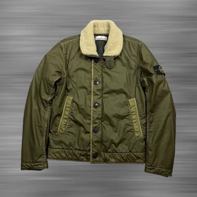 Pre-owned Stone Island Khaki Mussola Gommata Flight Jacket In Green