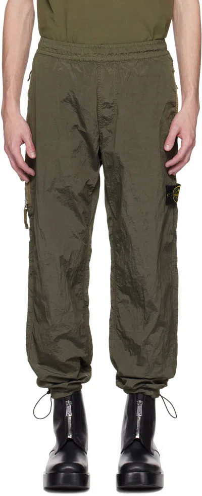 Stone Island Khaki Nylon Metal Econyl Sweatpants In V0054 Military Green