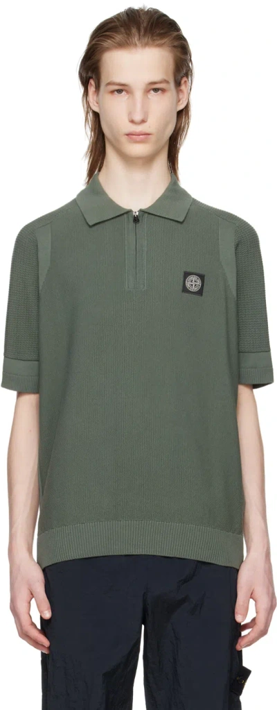 Stone Island Khaki Patch Polo In V0059 Musk