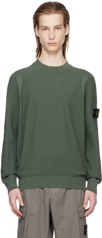 Stone Island Khaki Patch Sweater In V0059 Musk