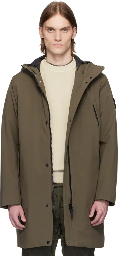 Stone Island Khaki Soft Shell-r-e.dye Technology Coat In V0054 Military Green