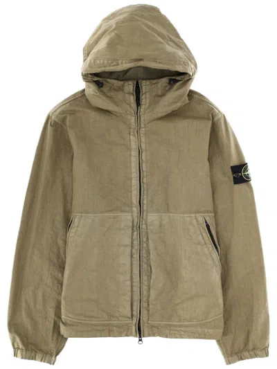 STONE ISLAND KHAKI SOLID HOOD JACKET