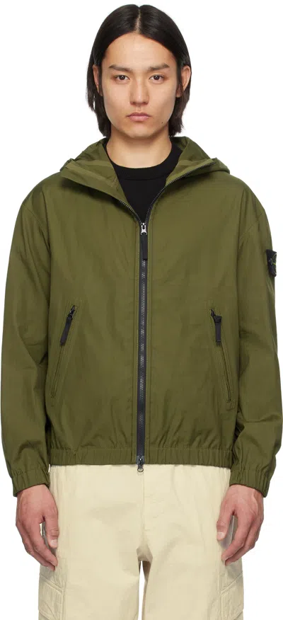 Stone Island Khaki Supima Cotton Canvas Non-aqueous Dyeing Jacket In V0054 Military Green