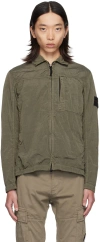 Stone Island Khaki Zip Overshirt In V0059 Musk
