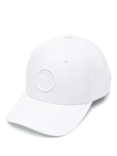 Stone Island Kids Baseball Cap With Compass Patch In White