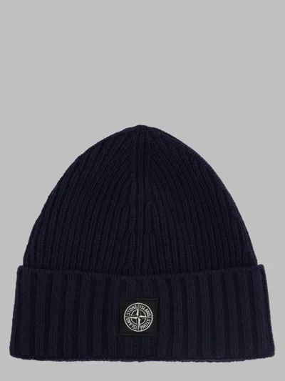 Stone Island Kids Beanie With Rws Finish In Blue