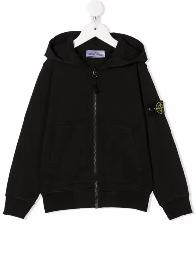 Stone Island Boys Black Kids Logo-badge Relaxed-fit Stretch-woven Jacket 4-14 Years