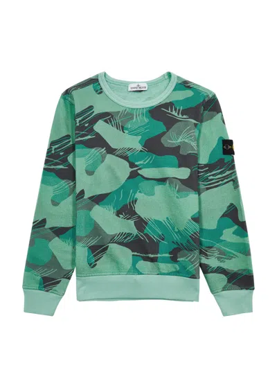 Stone Island Kids Camouflage-print Cotton Sweatshirt (10-12 Years) In Green