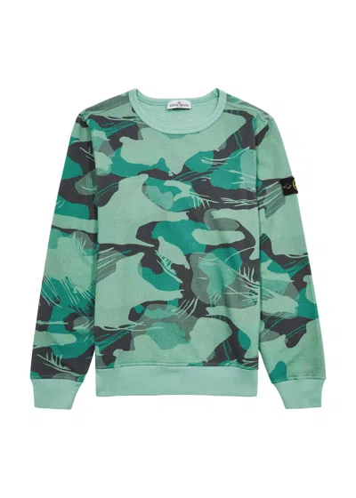 Stone Island Kids Camouflage-print Cotton Sweatshirt (14 Years) In Green