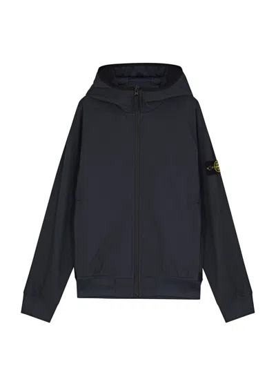 Stone Island Kids Hooded Soft Shell-r Jacket (10-12 Years) In Navy