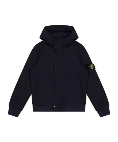 Stone Island Kids' Hooded Softshell Jacket In Black