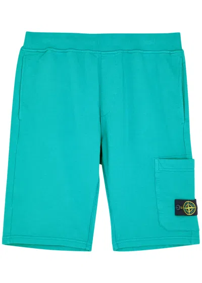 Stone Island Kids Logo Cotton Shorts (14 Years) In Teal