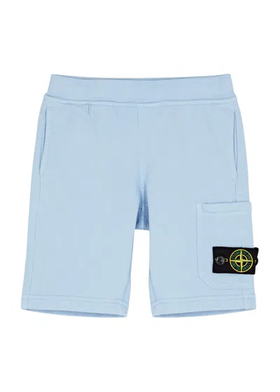 Stone Island Kids Logo Cotton Shorts (2-4 Years) In Blue