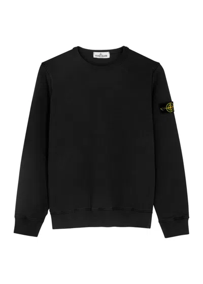 Stone Island Kids Logo Cotton Sweatshirt (10-12 Years) In Black
