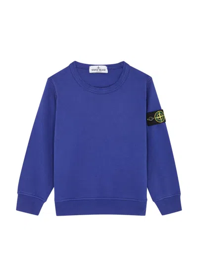 Stone Island Kids Logo Cotton Sweatshirt (2-4 Years) In Blue Royal