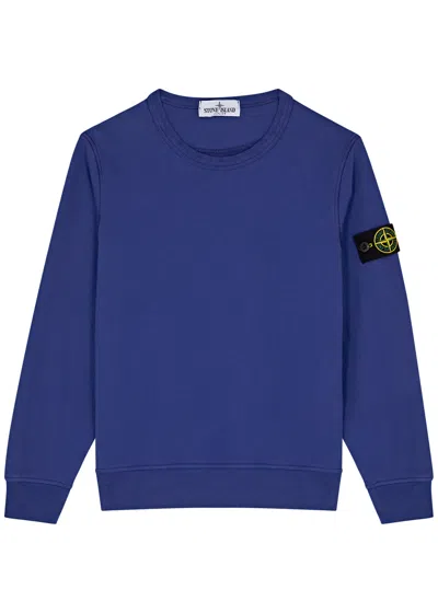 Stone Island Kids Logo Cotton Sweatshirt (6-8 Years) In Blue Royal