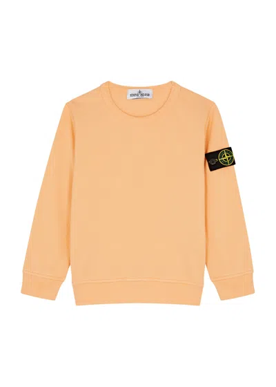 Stone Island Kids Logo Cotton Sweatshirt (6-8 Years) In Orange