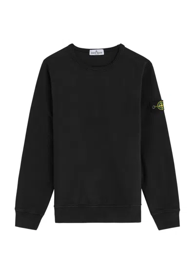 Stone Island Kids Logo Cotton Sweatshirt In Black
