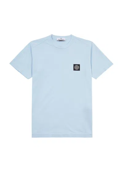 Stone Island Kids Logo Cotton T-shirt (10-12 Years) In Blue