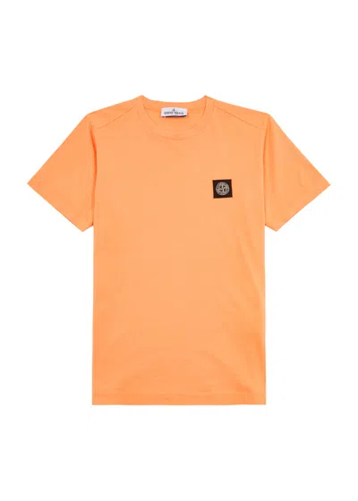 Stone Island Kids Logo Cotton T-shirt (10-12 Years) In Orange